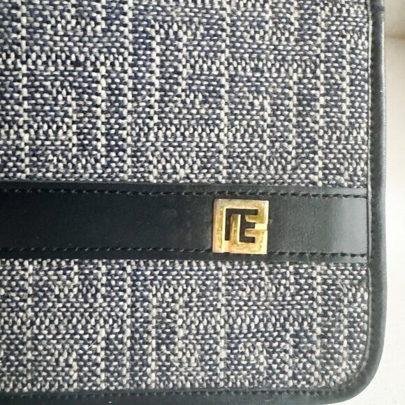 Vintage Pierre Balmain Navy Blue Canvas Envelope Clutch - Picture 3 of 8